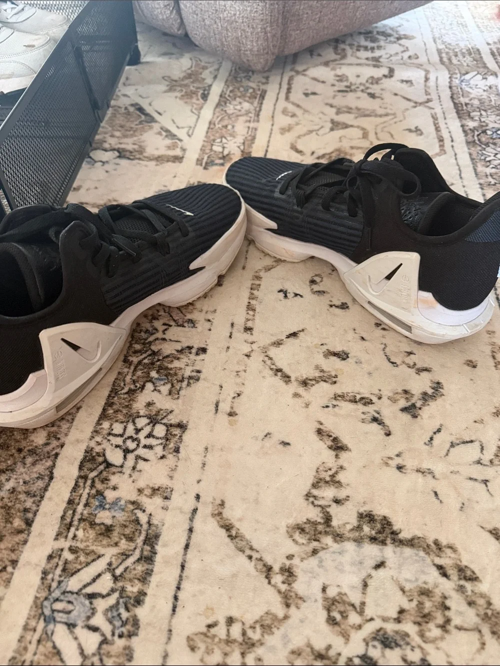 Nike Black & White Low-Top Athletic Sneakers with Swoosh